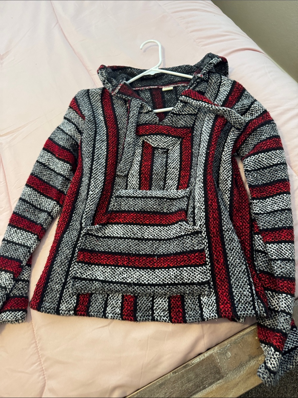 Striped Baja Hoodie in Red, Black & White